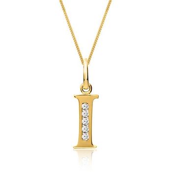 8k cadena de oro letra i con circonita