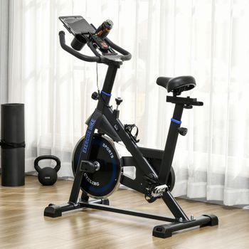Bicicleta Estática Homcom De Acero Abs, 103x53x100-114cm, Blanco