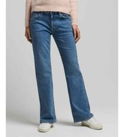 superdry para mujer w7010797a jeans ajustados acampanados talle medio azul 2530 casual denim algodon organico sostenible