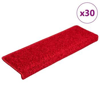 Alfombrillas Para Escaleras 30 Piezas 65x21x4 Cm Borde Rectangular Rojo