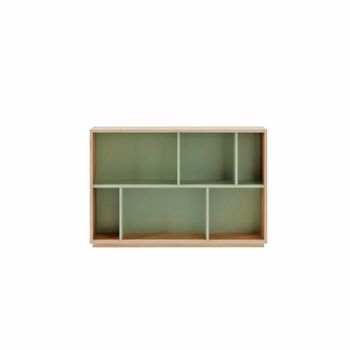 Estantería librería en melamina roble y verde 80x119x32 cm