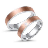 alianzas 14 quilates oro blanco-rojo con diamante