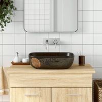 lavabo sobre encimera  lavabo de bano moderno rectangular ceramica negro 48x375x135cm cfw10495