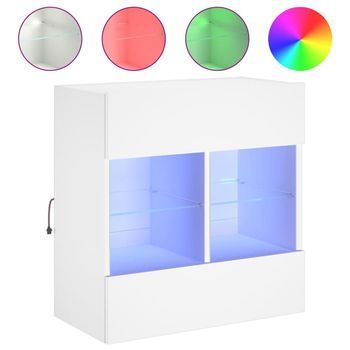 Mueble De Tv De Pared Con Luces Led Blanco 58,5x30x60,5 Cm Vidaxl