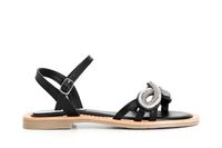 sandalias gilda de napa con accesorio de pedreria black 39
