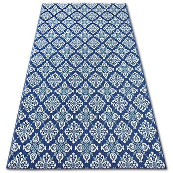 Alfombra De Cuerda Sisal Color 19246/699 Flores Azul 160x230 Cm