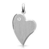 colgante de identificacion de plata 925 con forma de corazon y diamante