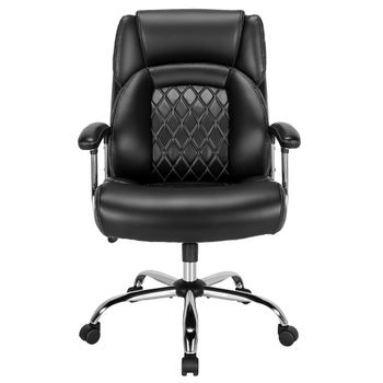 Costway Silla Ergonómica de Oficina para Personas Altas y Corpulentas Sillón Ejecutivo con Asiento Extra Ancho Resistente con Respaldo Alto Negro