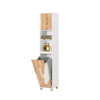 mueble columna de bano armario para bano alto estanterias de bano con 1 cesto para ropa sucia 1 puerta y 2 estantes 31 x 32 x 170 cm bzr74-w sobuy es