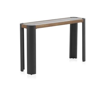 Consola de metal con madera y cristal