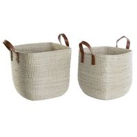 cesta set 2 seagrass pu 38x38x35 natural
