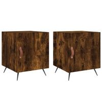 conjunto de 2 mesitas de noche con compartimento con puerta 40 x 40 x 50 cm madera contrachapada marron y hierro dec035123