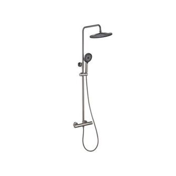 Barra De Baño Titanio Mate Termostático Con Rociador Redondo