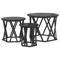 3 piezas mesa lateral  mesas auxiliar nido roble negro