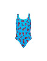 banador puma swim girls printed swimsuit 1p infantil azul  bright rojo