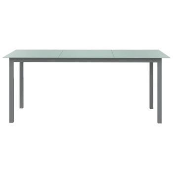 Mesa De Jardín | Mesa De Exterior De Aluminio Y Vidrio Gris Claro 190x90x74 Cm