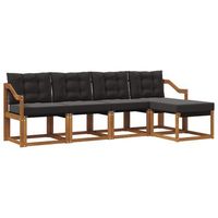 conjunto de sofas de exterior con cojin 5 piezas  mueble de jardin natural y negro