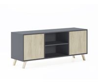 mueble tv de 2 puertas y 2 estantes en gris antracita y puccini 1368 cm wind gris antracita - puccini 1368 x 569 x 396 cm