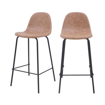Set de 2 taburetes para isla de cocina marrón claro 65 cm