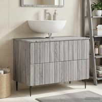 vidaxl mueble de lavabo para bano zwolle sonoma gris 82 x 41 x 585 cm