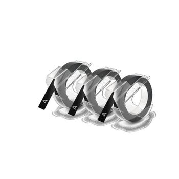 Cinta de Estampación 3D DYMO 9mm x 3m Adhesiva, Blister, Pack 3 Unidades, Negro
