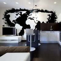 fotomural - continentes blancos oceanos negros 