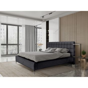 Cama Millio – Negra – 140x200 Cm – Tela De Chenilla Rizada – Somier Incluido – Confort De Hotel 5 Estrellas