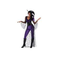 disfraz bruja del aquelarre morada sombrero top con cola corpino y mallas talla s