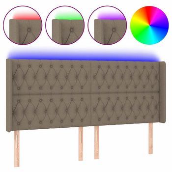 Cabecero Con Led De Tela Gris Taupe 183x16x118/128 Cm Vidaxl