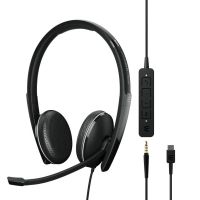 auriculares epos adapt 165 usb-c ii con cable usb-c y jack 35 mm para oficina y uc con cancelacion de ruido negros