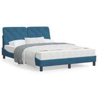 cama matrimonial  cama para adultos  estructura de cama con cabecero terciopelo azul 140x190 cm cfw71860