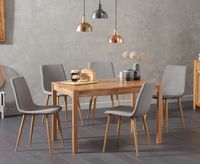 oxford 120cm solid oak dining table with helsinki fabric chairs - grey 4 chairs