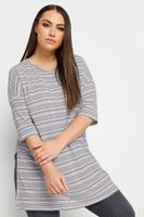 yours top blanco media manga de rayas  mujer curvy y tallas grandes yours