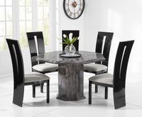 crema grey octagonal marble dining table with verbier chairs