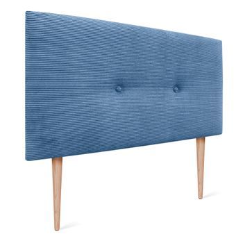 Dhome Cabecero De Pana Liso Con Botones 110x105 Con Patas Camas 105 - Azul