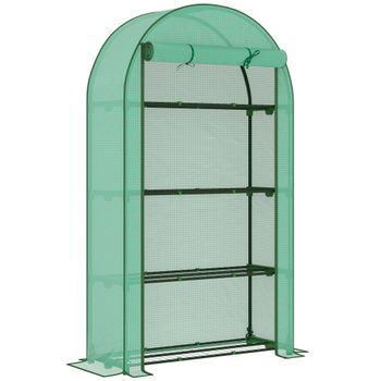 Outsunny Invernadero de Exterior con 4 Estantes Puerta Enrollable Cubierta de PE y Marco de Acero 105x45x160 cm Verde