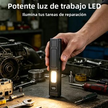 Luz de trabajo multifuncional de alta potencia con doble fuente de luz, linterna portátil de emergencia con indicador de carga