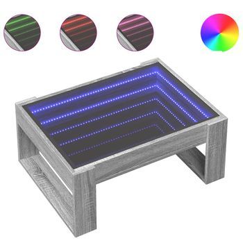 Mesa De Centro Con Infinity Led Gris Sonoma 70x53x30 Cm Vidaxl