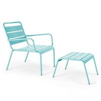 sillon reclinable y reposapies de metal turquesa palavas - oviala