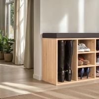 zapatero con banco 10 pares 1035 x 48 x 30 cm grisroble claro