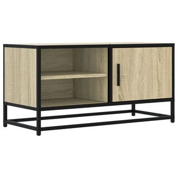 Mueble Tv Metal Y Madera Ingeniería Roble Sonoma 80x34,5x40 Cm Vidaxl