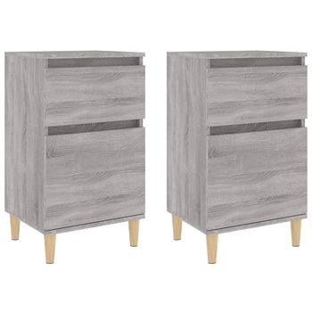 Pack 2 Uds Mesitas De Noche | Mesa Auxiliar | Mesilla Color Gris Sonoma 40x35x70 Cm
