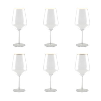 Copas de vino con bordes dorados mate - lote de 6