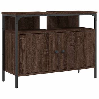 Armario Lavabo Baño Madera Ingeniería Roble Marrón 80x30x60 Cm Vidaxl