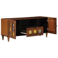 mueble de tv  mueble de salon  gabinete de tv nogal 105 x 33 x 46 cm madera de mango maciza