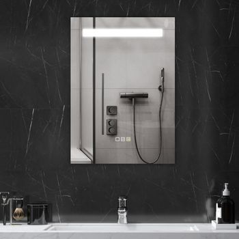 Espejo De Baño De Vidrio Templado Homcom 70x50 Cm Plata