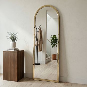 Espejo de pared con marco de cristal dorado 55x2x150 cm