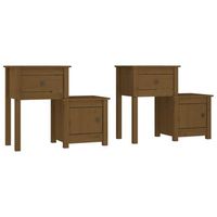 pack 2 uds mesitas de noche  mesa auxiliar  mesilla madera pino marron miel 795x38x655 cm