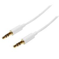 cable 1m 1 metro slim delgado de audio estareo mini jack plug 35mm - blanco - macho a macho