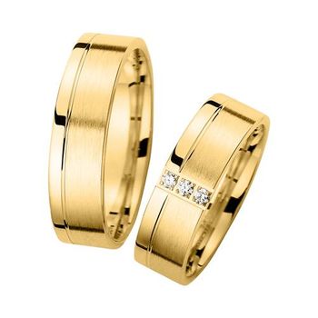 Alianzas oro amarillo con diamantes ancho 6 mm